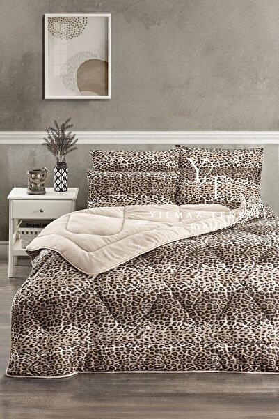 ChicMaison Двойно пухкаво одеяло | БЕЗ ЧАРШАФИ | Сватбен комплект | Сватбен комплект | Леопард