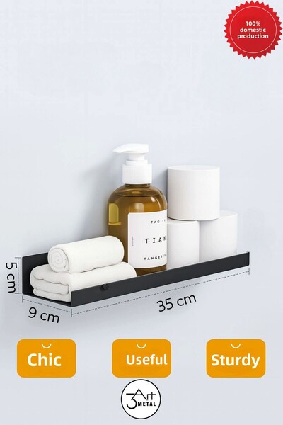 3art Metal Set of 2 Black Metal Wall Shelves – Stylish and Durable Organizer Shelf for Kitchen, Bathroom, and Office