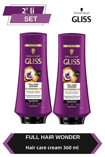 Gliss كريم العناية بالشعر فول هير ووندر المضاد لتساقط الشعر 360 مل × 2 قطعة