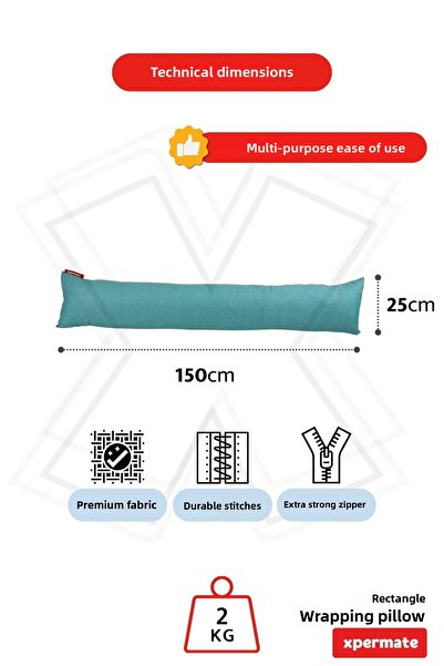 XPERMATE Pernă de îmbrățișare albastru deschis, pernă de dormit și pernă pentru picioare dreptunghiulară 150x25 cm