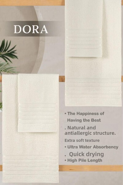 MODALİN Set 4 prosoape de baie, culoare bej, Dora, 70x140