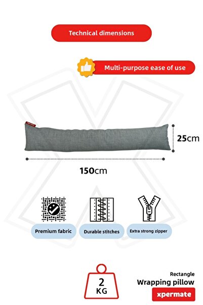 XPERMATE 150X25 cm Light Gray Hugging Pillow, Pillow for Sleeping and between Legs
