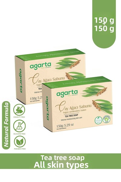 Agarta مجموعة من 2 صابون شجرة الشاي الطبيعي المصنوع يدويًا 150 جرام