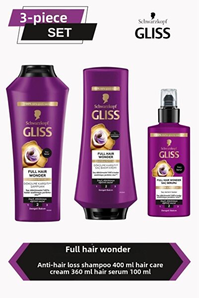 Gliss Full Hair Wonder Anti-Hair Loss Shampoo 400ml Conditioner 360ml Hair Serum 100 ml