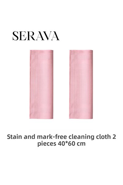 Serava قطعتان من قماش الميكروفايبر – قماش تنظيف لا يترك علامات أو بقع (40 × 60)
