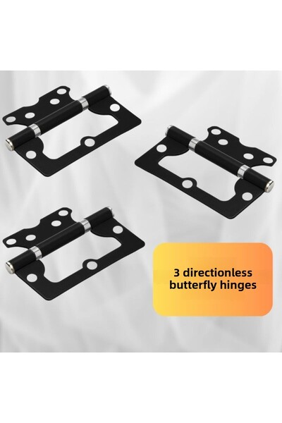 almital mobilya aksesuarları furniture accessories Cerniera Black 3 Pieces Indoor-Outdoor Compatible Stainless Door Hinge, Directionless, Butterfly 100X71X38 mm