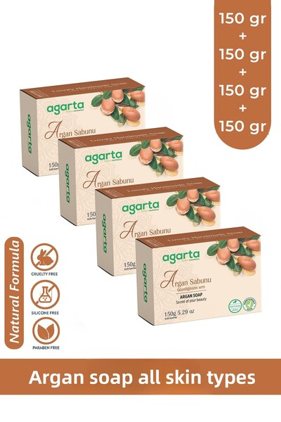 Agarta صابون زيت الأرغان الطبيعي 150 جرام 4 قطع