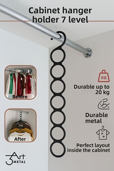 3art Metal Κρεμάστρα ρούχων πολλαπλών επιπέδων - Μεταλλική κρεμάστρα - Οργάνωση εσωτερικού ντουλαπιού