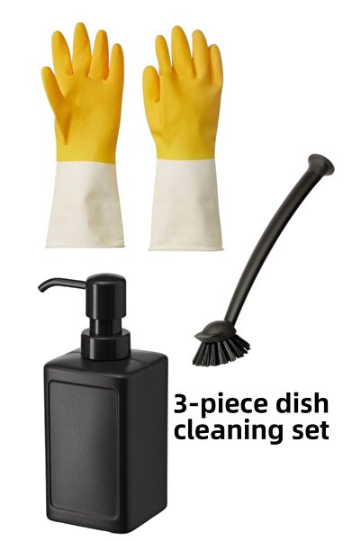 IKEA Σετ καθαρισμού πιάτων RINNIG Γάντια+Βούρτσα+Δοχείο υγρού σαπουνιού