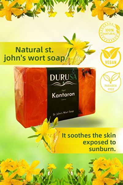 DURUSA صابون نبتة سانت جون الطبيعي المصنوع يدويًا 120 جرام - عناية عشبية مهدئ...