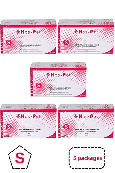 Has-Pet Haspet Vinyl Powder-Free Gloves Small 5 Boxes