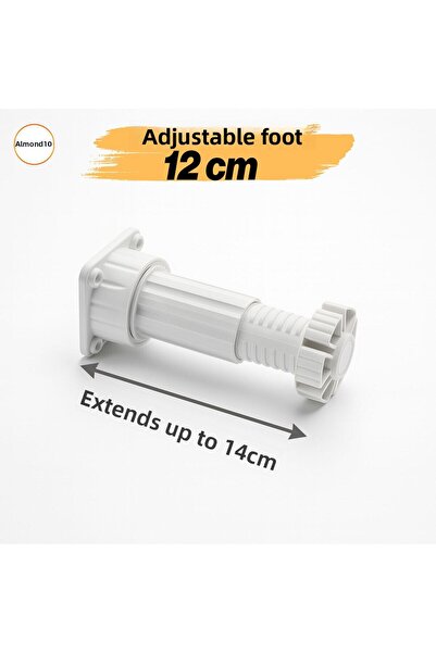 Badem10 Adjustable 4Pcs 12cm Plastic Feet Cabinet Furniture Bench Riser Heightening Foot Feet