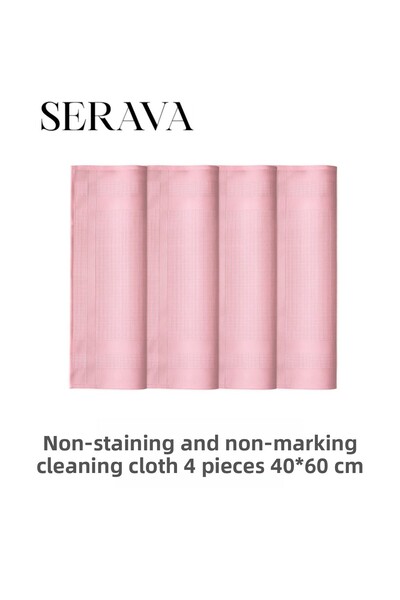Serava 4 قطع قماش من الألياف الدقيقة – قماش تنظيف لا يترك علامات أو بقع (40 ×...