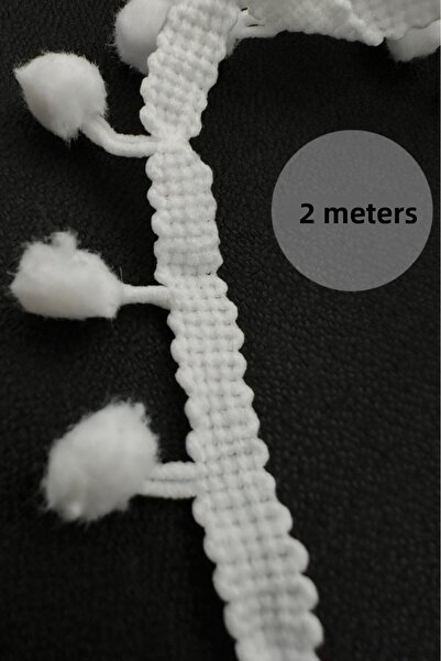 Hobi Goom شريط بوم بوم أبيض - 2 متر |   تصميم الملابس والزخارف اليدوية