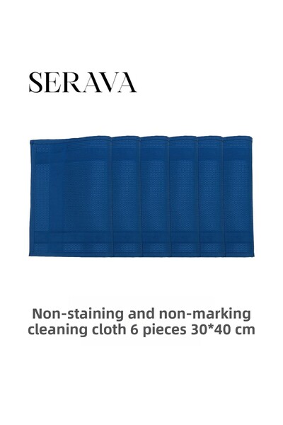 Serava 6 قطع من قماش الميكروفايبر – قماش تنظيف لا يترك علامات أو بقع (30x40)