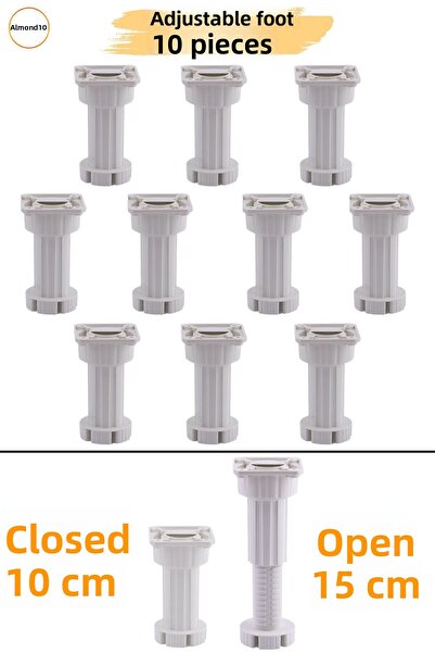 Badem10 Adjustable 10cm Feet Set 10Pcs Cabinet Furniture Bench Pouffe Riser Heightening Foot Feet