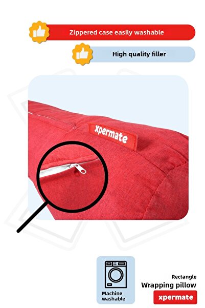 XPERMATE Red Hugging Pillow - Cylinder between Sleep and Leg 150X20 cm