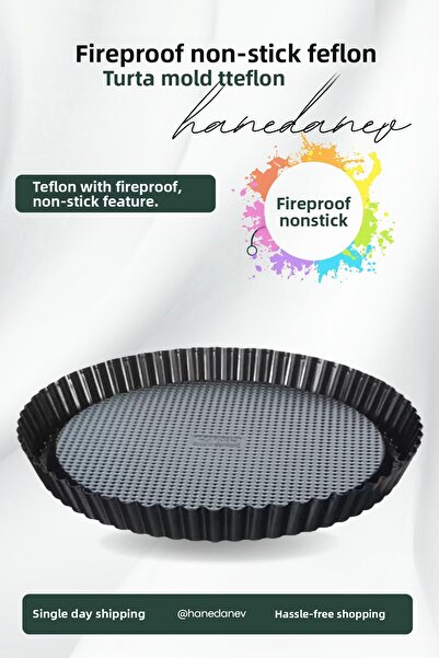 Hanedanev قالب فطيرة مطلي بالتفلون 28 سم - قالب فطيرة مسنن - سطح غير قابل للا...