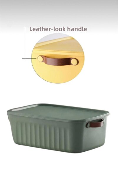 Bayev Set of 2 Green 10 Lt Boxsis Multi-Purpose Box with Lid Closet Organizer Organizer - Hobby Box