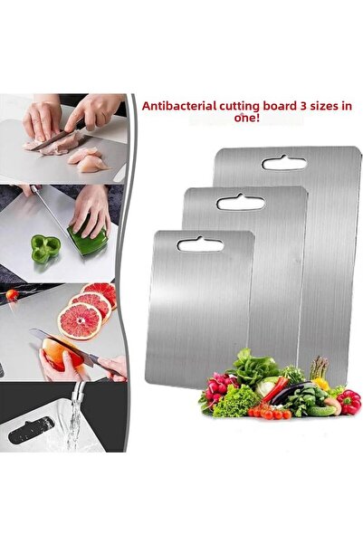 ÇARŞI HANEM 3 Pieces Stainless Steel Cutting Board Set Suitable for Food Contact Antibacterial 3-Piece Healthy