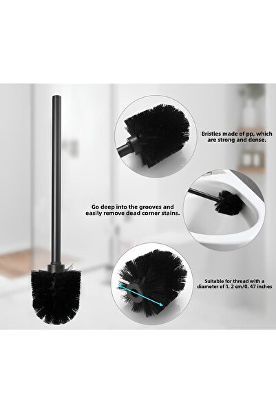Milena Life Κομψή και ανθεκτική μεταλλική λαβή Μαύρη βούρτσα τουαλέτας – Βούρτσα καθαρισμού υγιεινής WC (34X7 CM | 1 ΤΕΜ)