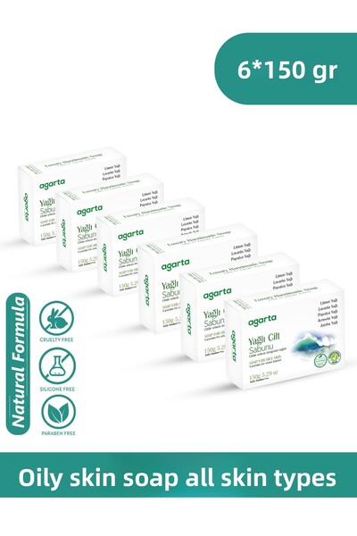 Agarta صابون طبيعي للبشرة الدهنية 150 جرام 6 قطع