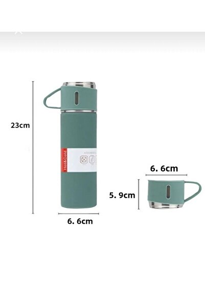 HOLLYHOME Vacuum Flask Set 3 Cup Boxed Vacuum Stainless Steel Thermos Set 500 ml