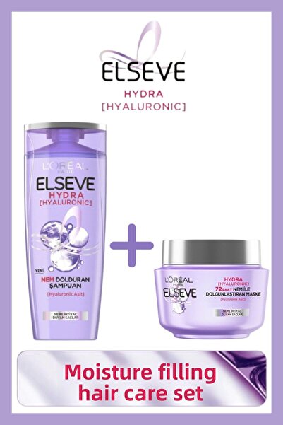 ELSEVE Hydra [Hyaluronic] Moisture Filling Shampoo 390ml and 72 Hour Moisture Plumping Mask 300ml