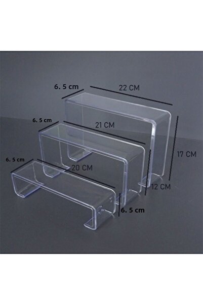 Modern Raf Shoe Display Stand 3-Piece Ladder Set Stepped Plexi Transparent