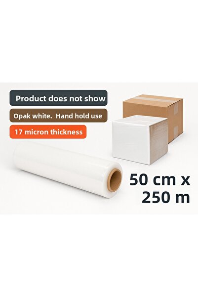 MLYM PALET STRECH FILM غلاف أبيض مطاطي 50 سم × 250 م – غير شفاف، 17 ميكرون، غ...
