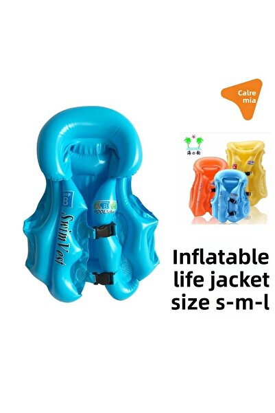 KATREMİA سترة بحرية قابلة للنفخ للأطفال (أصفر-برتقالي-أزرق)