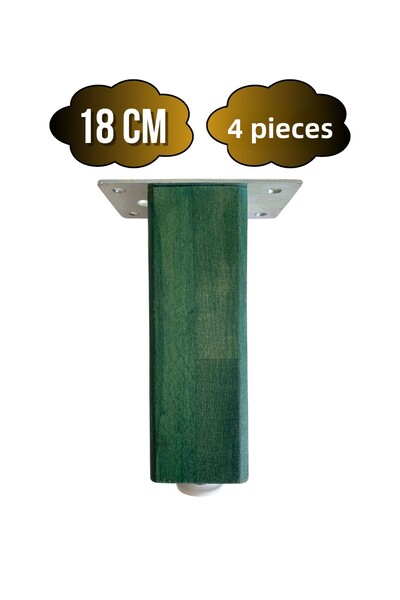 GOLDENWOODEN Picioare din lemn reglabile pentru mobilier, masă și dulap (VERDE) (LEUȘĂ/LEUȘĂ DE GURGEN) (18CM) (4 BUC.)