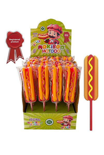 MOKİBON BURGER مكيبون حلوى هوت دوج بنكهة الفواكه الناعمة 24 علبة