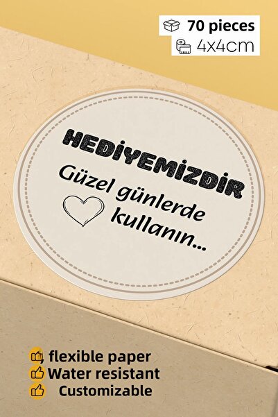 alışveriş kurdu It's Our Gift Written Sticker Packaging Shipping Packaging Label - 4X4Cm 70 Pieces
