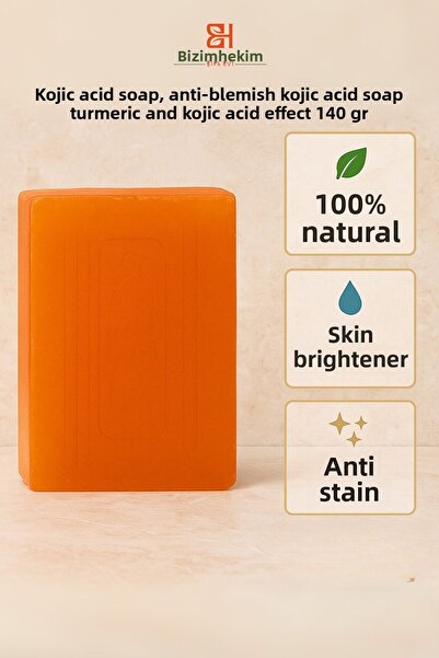 BİZİMHEKİM Kocik Acid Soap, Anti-Blemish Kocik Acid Soap with Turmeric and Kocik Acid Effect 140 g