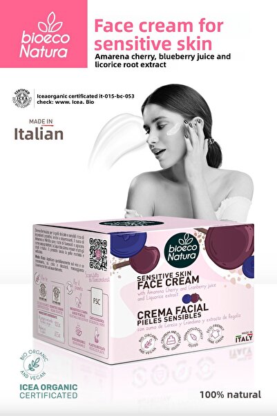 BioEco Natura Face Cream for Sensitive Skin – Amarena Cherry & Blueberry