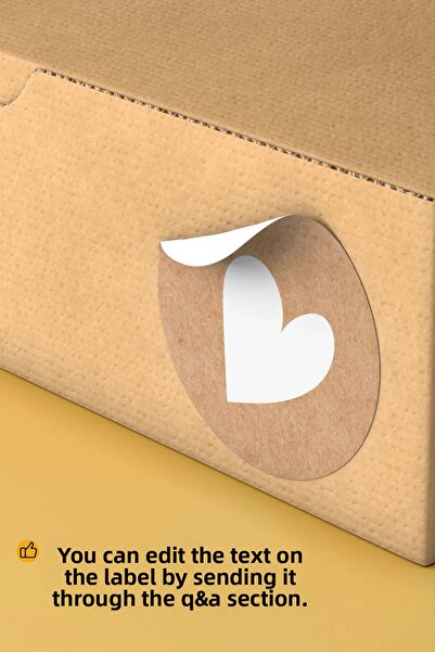 alışveriş kurdu Heart Patterned Sticker Packaging Shipping Packaging Label - 4X4Cm 70 Pieces