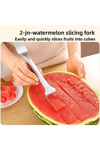 CRALİCHE 2 in 1 Stainless Steel Watermelon Melon and Fruit Slicer and Easy Operation with the Fork