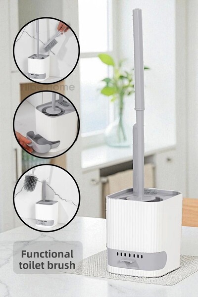 Tilbe Home Toilet Bowl Brush with Chamber Bathroom Toilet Wc Cleaning Brush 2-Piece Cleaning Brush with Chamber Water Leakproof