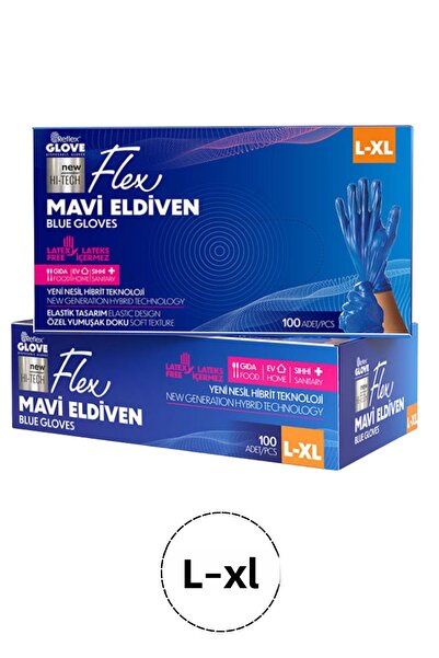 Reflex قفازات Flex Tpe Hybrid خالية من البودرة باللون الأزرق مقاس L-XL