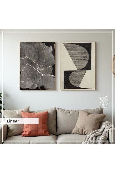 Tablomtr Digital Printed Metal Framed Glass 2-Piece Decorative Table - Linea