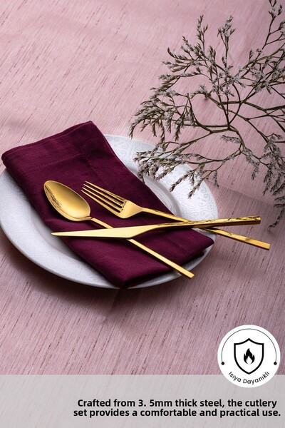 Emsan Alba 18-Piece 6-Person Shiny Gold Dinner Boxed Cutlery Set