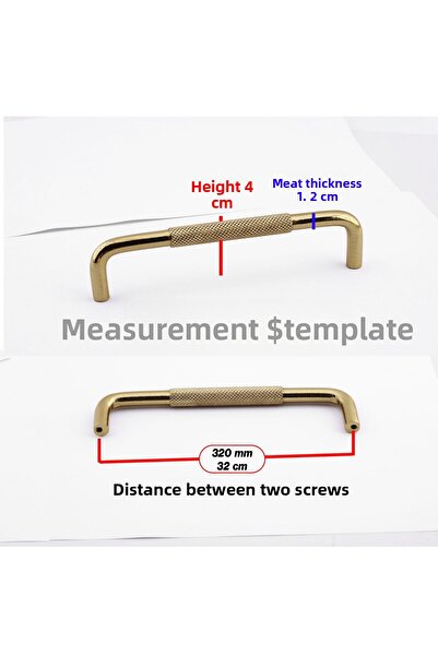 Badem10 Mâner de lux din metal auriu, 320 mm, 32 cm, mâner din metal auriu, sertar de mobilier, dulap, capac dulap