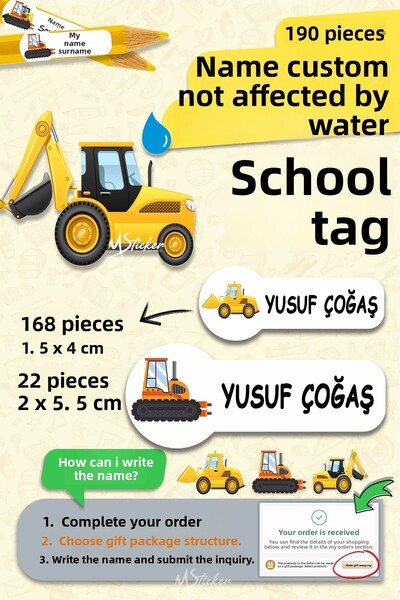 MSticker School Label Pen Notebook Label Business Machines Custom Name Printa...