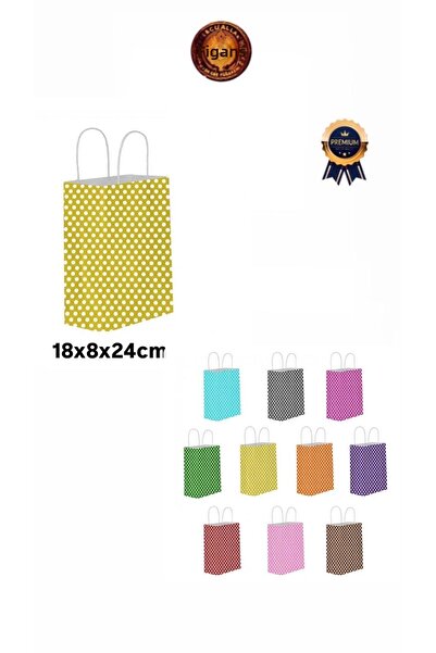 figanlar ambalaj 1. Calitate Galben cu puncte 18X8X24cm Pungă de hârtie/Pungă...