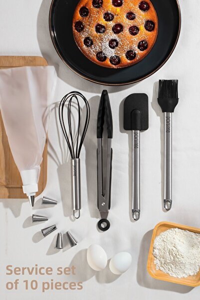 Porsima 3162 10-Piece Cake and Dessert Serving Set Cake Pastry and Confectionery Tools Black