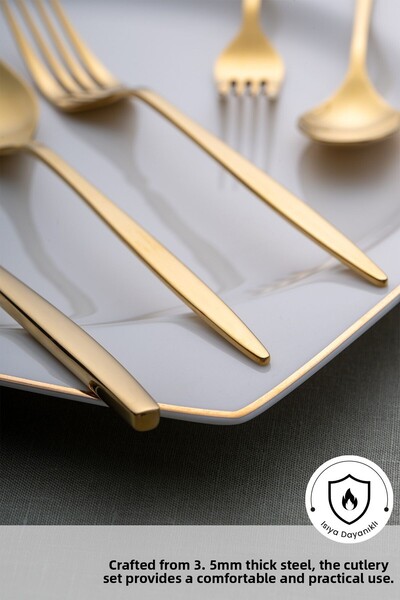 Emsan Alisa 30-Piece 6-Person Shiny Gold Boxed Cutlery Set