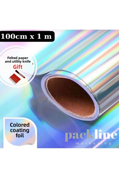 Packline Rainbow Hologram Film with Ragle and Utility Knife Gift 100cm X 1 Meter 70 Micron