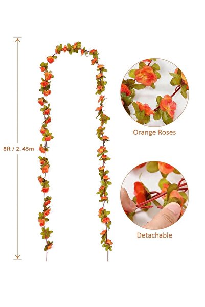 Buka Shops Orange Artificial Rose Ivy Flower