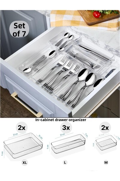 Dem Home 7 bucăți tacâmuri în sertar - Organizator de bucătărie Organizator c...